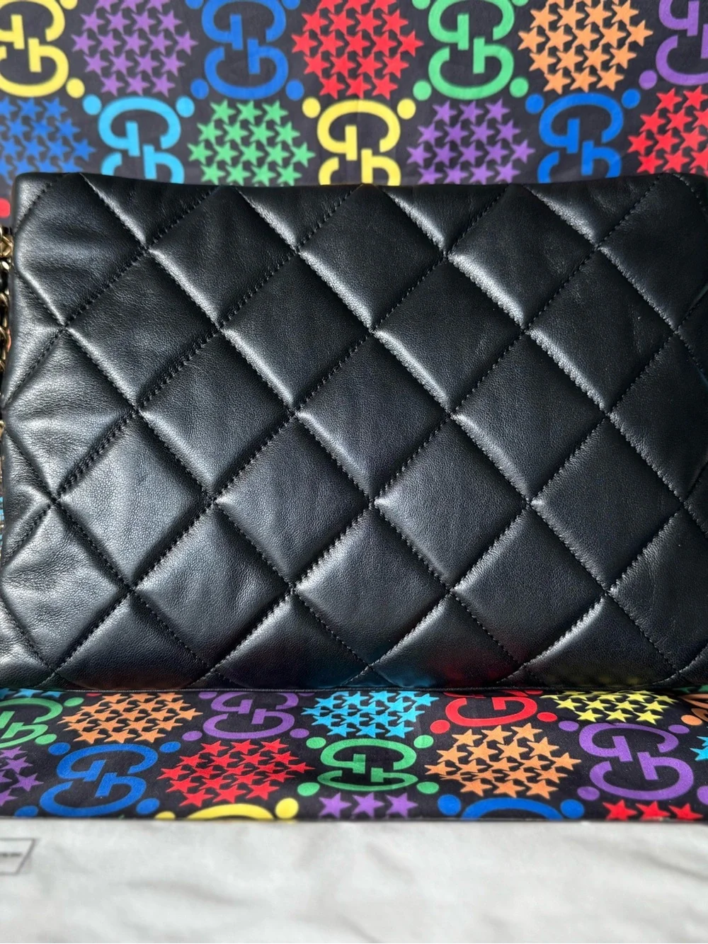 CHANEL Black Quilted Crossbody with Gold Hardware